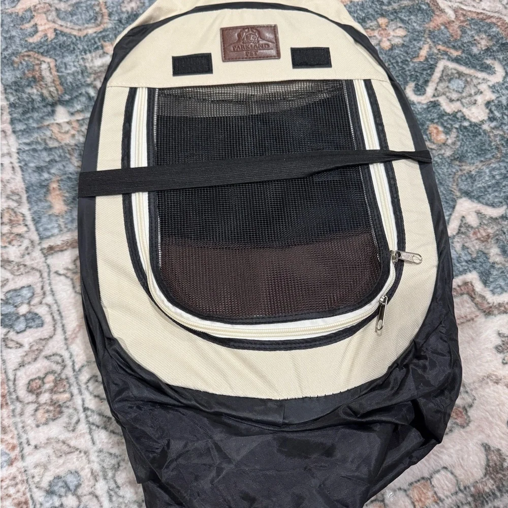 Portable and Foldable Dog Playpen in Brown and Cream - size small